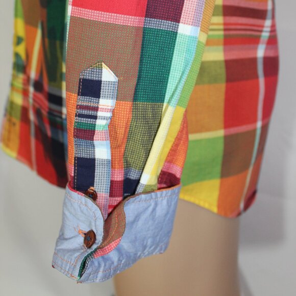 Desigual Men  casual dress shirt long sleeve button up Check Plaid size Medium - Picture 3 of 8